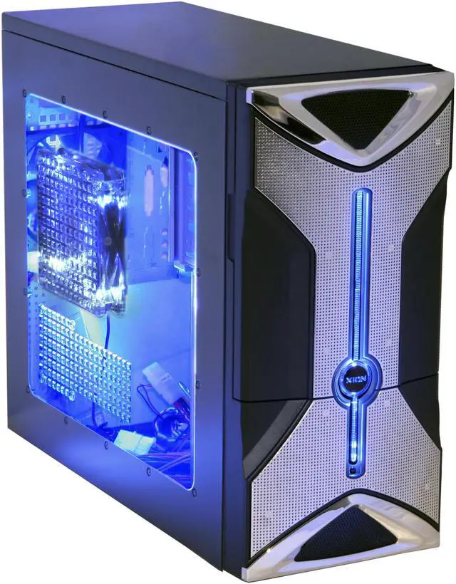 Alt view image 2 of 13 - XION Onyx XON-303 Black/Blue Steel ATX Mid Tower Computer Case