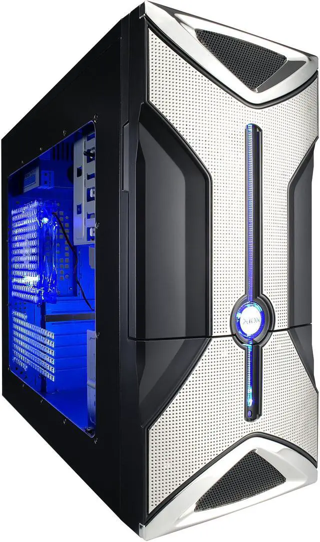 Main image of XION Onyx XON-303 Black/Blue Steel ATX Mid Tower Computer Case