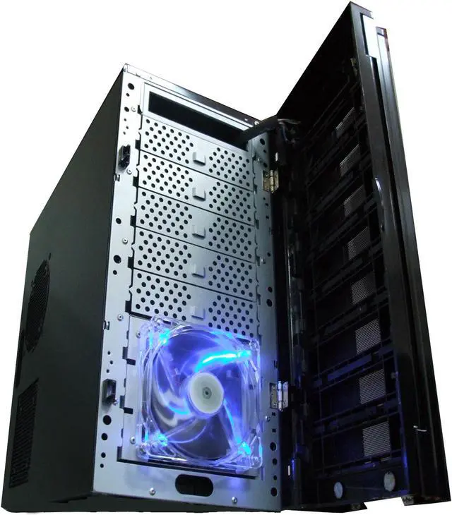 Alt view image 7 of 19 - XION Stacker XON-791B Black Steel Chassis with Aluminum Front Door ATX Mid Tower Computer Case