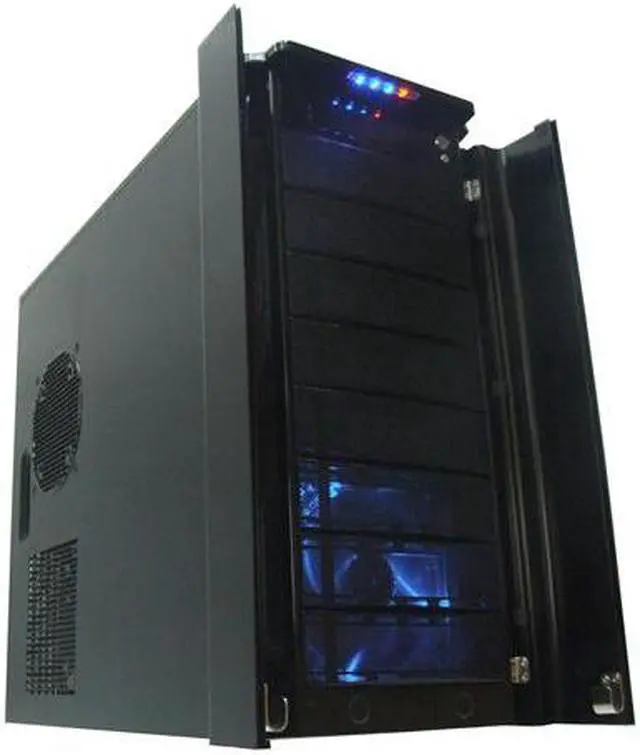 Alt view image 2 of 19 - XION Stacker XON-791B Black Steel Chassis with Aluminum Front Door ATX Mid Tower Computer Case