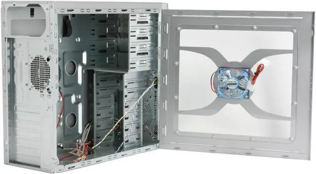 Alt view image 10 of 16 - XION Dazl XON-502 Silver with Blue LED Light Steel ATX Mid Tower Computer Case