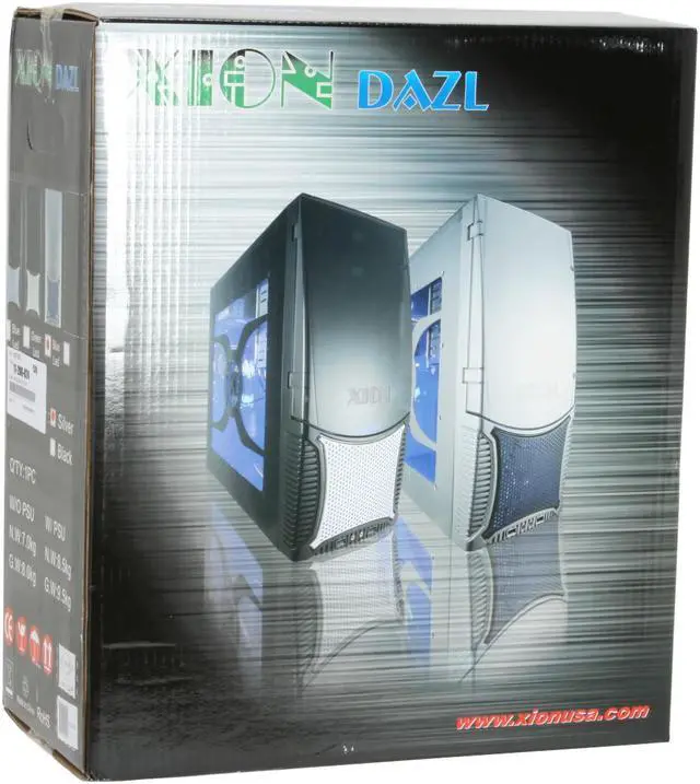 Alt view image 16 of 16 - XION Dazl XON-502 Silver with Blue LED Light Steel ATX Mid Tower Computer Case