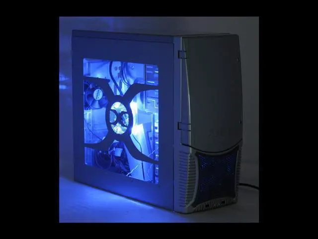 Alt view image 15 of 16 - XION Dazl XON-502 Silver with Blue LED Light Steel ATX Mid Tower Computer Case