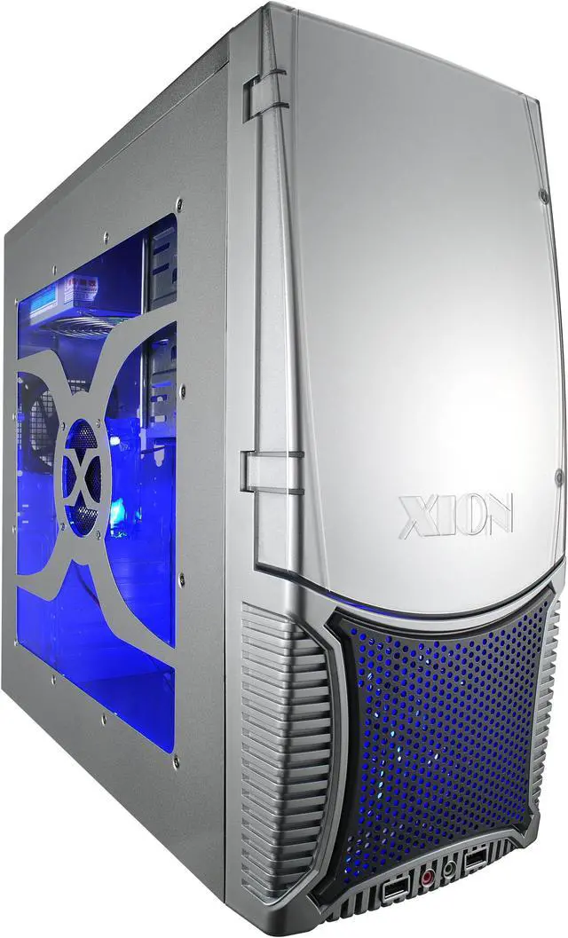 Main image of XION Dazl XON-502 Silver with Blue LED Light Steel ATX Mid Tower Computer Case