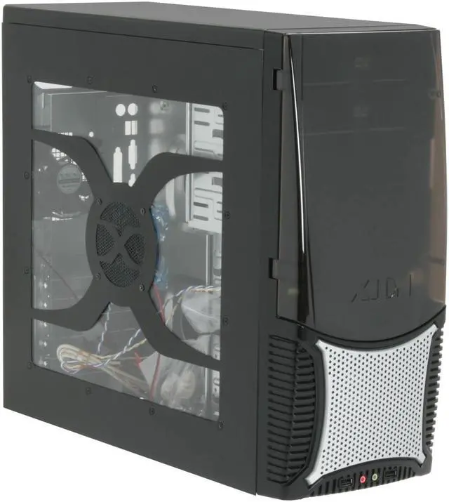 Alt view image 2 of 14 - XION Dazl XON-503 Black with Blue LED Light Steel ATX Mid Tower Computer Case