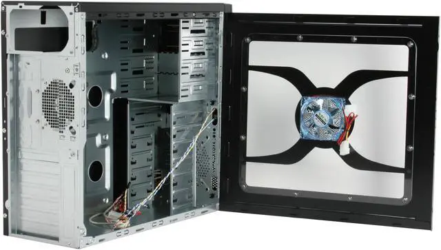 Alt view image 10 of 14 - XION Dazl XON-503 Black with Blue LED Light Steel ATX Mid Tower Computer Case