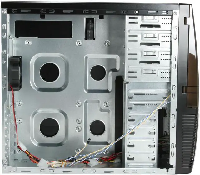 Alt view image 12 of 14 - XION Dazl XON-503 Black with Blue LED Light Steel ATX Mid Tower Computer Case