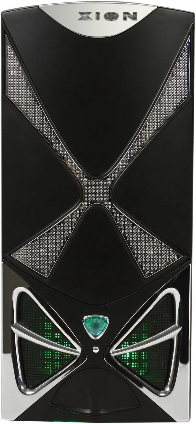 Alt view image 2 of 11 - XION XION II Series XON-111 Black with Green LED Light Steel ATX Mid Tower Computer Case