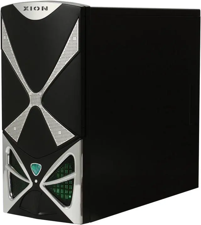 Alt view image 3 of 11 - XION XION II Series XON-111 Black with Green LED Light Steel ATX Mid Tower Computer Case