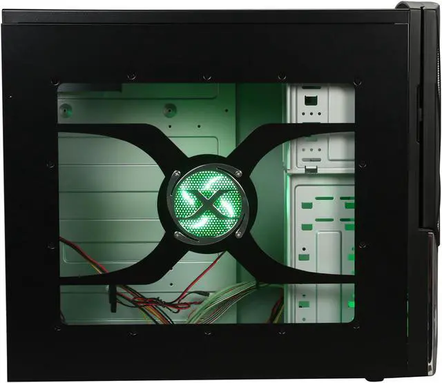 Alt view image 4 of 11 - XION XION II Series XON-111 Black with Green LED Light Steel ATX Mid Tower Computer Case