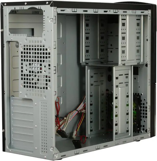 Alt view image 5 of 11 - XION XION II Series XON-111 Black with Green LED Light Steel ATX Mid Tower Computer Case
