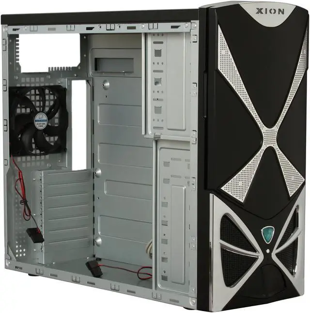 Alt view image 8 of 11 - XION XION II Series XON-111 Black with Green LED Light Steel ATX Mid Tower Computer Case