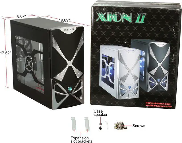 Alt view image 11 of 11 - XION XION II Series XON-111 Black with Green LED Light Steel ATX Mid Tower Computer Case