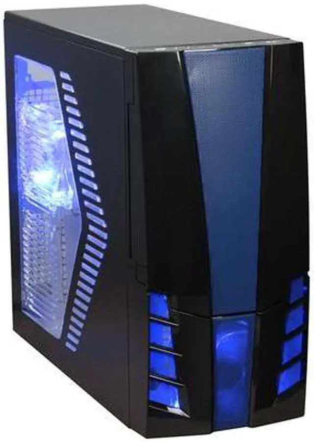 Main image of XION Gaming Series Armor X AXP-ARM001-BL Black with Blue LED Light Steel ATX Mid Tower Computer Case