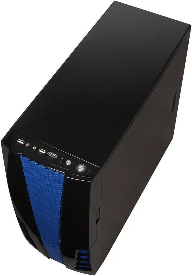 Alt view image 8 of 10 - XION Gaming Series Armor X AXP-ARM001-BL Black with Blue LED Light Steel ATX Mid Tower Computer Case
