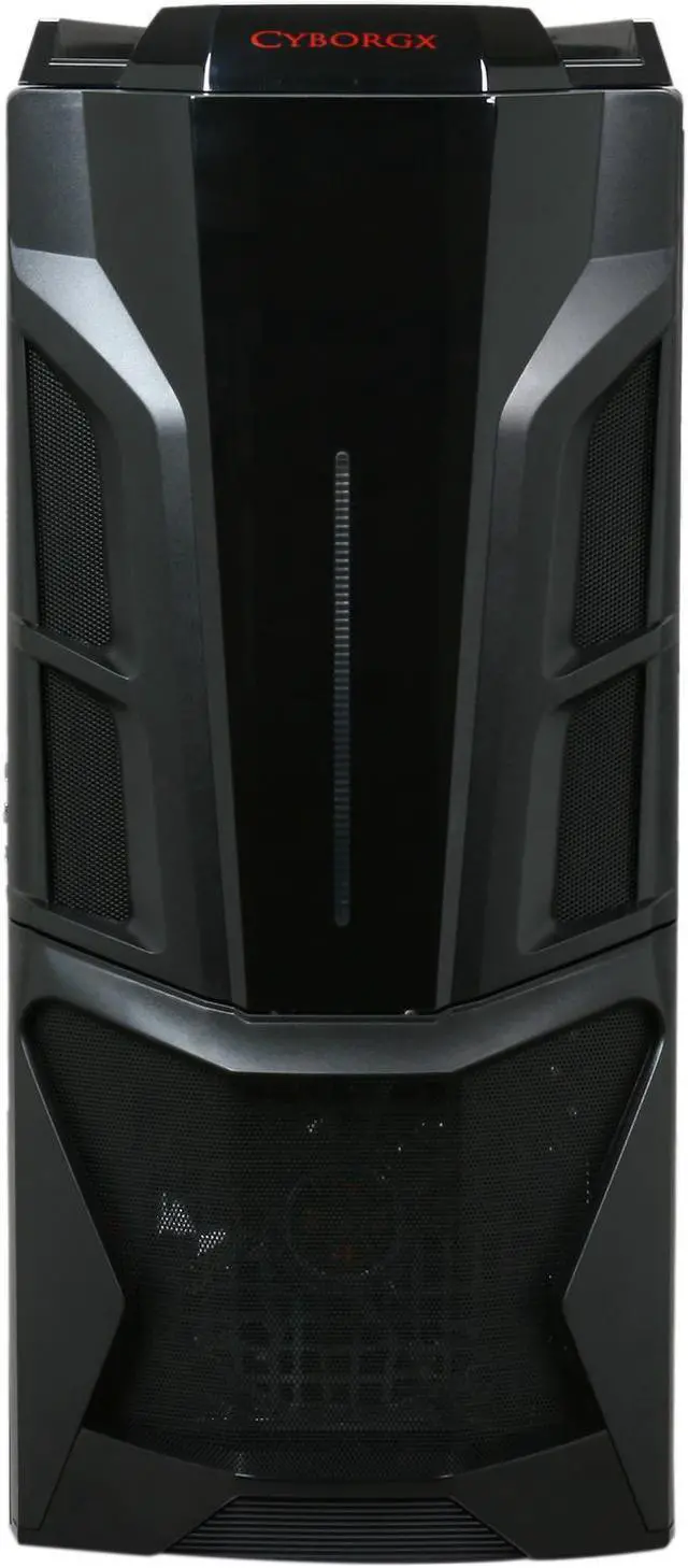 Alt view image 2 of 10 - XION XON-CBX01-RD CyborGX Gaming Black w/ Red LED Light Steel ATX Mid Tower Computer Case