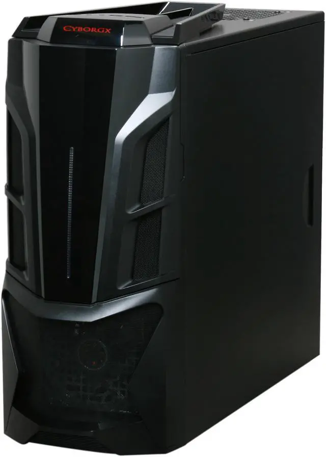 Alt view image 3 of 10 - XION XON-CBX01-RD CyborGX Gaming Black w/ Red LED Light Steel ATX Mid Tower Computer Case