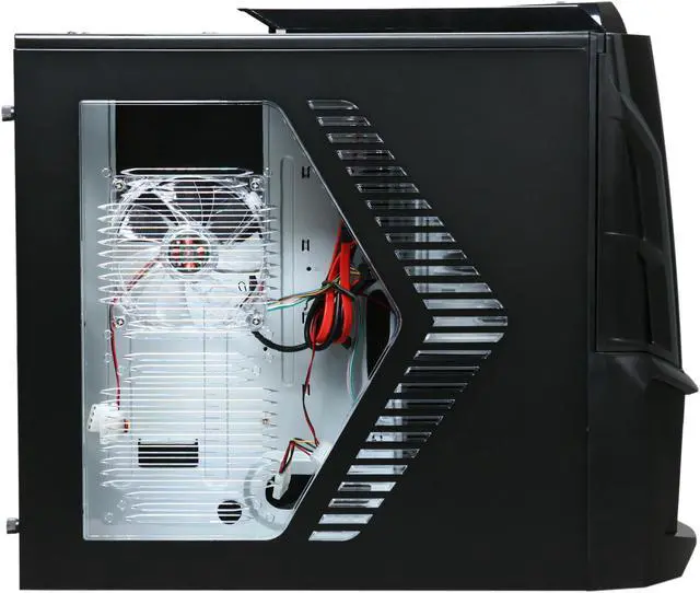 Alt view image 4 of 10 - XION XON-CBX01-RD CyborGX Gaming Black w/ Red LED Light Steel ATX Mid Tower Computer Case