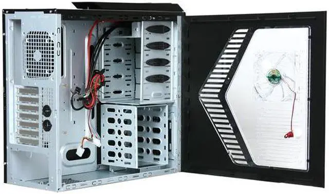 Alt view image 5 of 10 - XION XON-CBX01-RD CyborGX Gaming Black w/ Red LED Light Steel ATX Mid Tower Computer Case