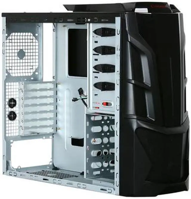 Alt view image 7 of 10 - XION XON-CBX01-RD CyborGX Gaming Black w/ Red LED Light Steel ATX Mid Tower Computer Case
