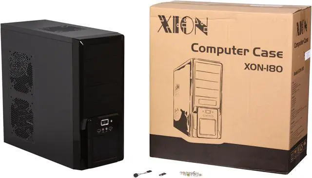 Alt view image 9 of 9 - XION XON-180 Meshed Black/Red Steel ATX Mid Tower Computer Case