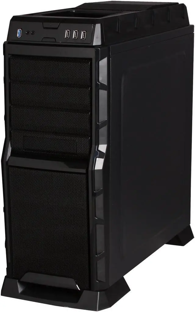 Alt view image 3 of 10 - XION Gaming Series XON-990-BK Black with Blue LED Light Steel/ Plastic, Meshed Front Panel design. ATX Mid Tower Computer Case, USB 3.0