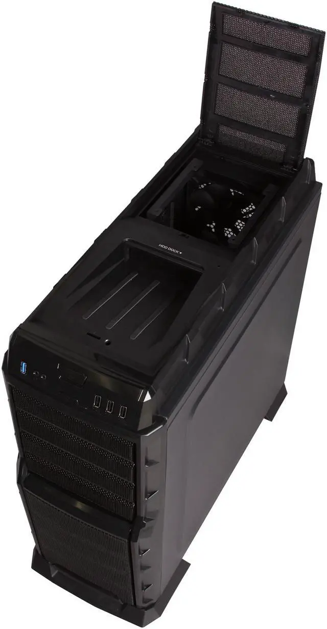 Alt view image 5 of 10 - XION Gaming Series XON-990-BK Black with Blue LED Light Steel/ Plastic, Meshed Front Panel design. ATX Mid Tower Computer Case, USB 3.0