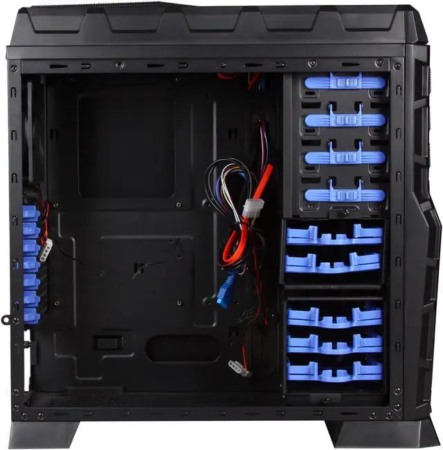 Alt view image 7 of 10 - XION Gaming Series XON-990-BK Black with Blue LED Light Steel/ Plastic, Meshed Front Panel design. ATX Mid Tower Computer Case, USB 3.0