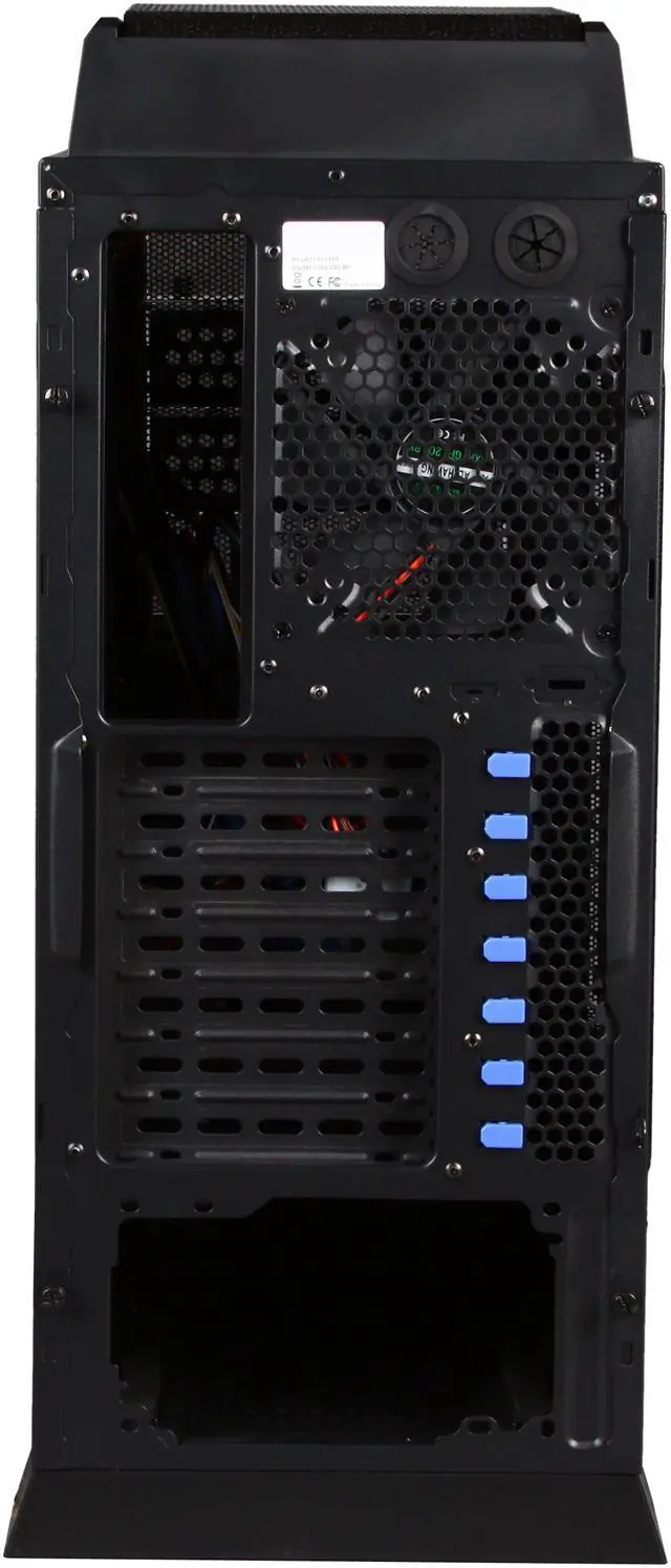 Alt view image 9 of 10 - XION Gaming Series XON-990-BK Black with Blue LED Light Steel/ Plastic, Meshed Front Panel design. ATX Mid Tower Computer Case, USB 3.0