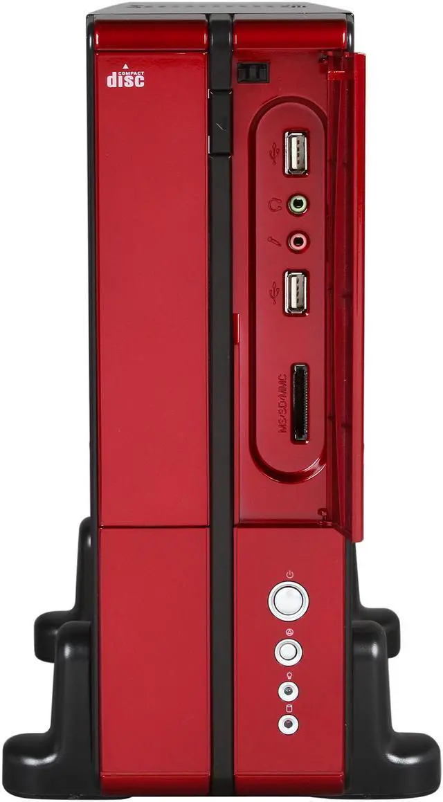 Alt view image 2 of 9 - XION XON-710P_RD Black with Glossy Red Front Bazel Steel Micro ATX / Mini ITX Slim Desktop Computer Case 300W Power Supply