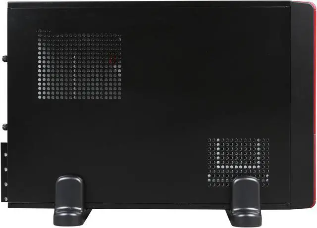 Alt view image 4 of 9 - XION XON-710P_RD Black with Glossy Red Front Bazel Steel Micro ATX / Mini ITX Slim Desktop Computer Case 300W Power Supply