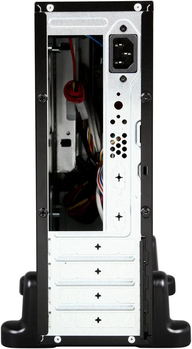 Alt view image 8 of 9 - XION XON-710P_RD Black with Glossy Red Front Bazel Steel Micro ATX / Mini ITX Slim Desktop Computer Case 300W Power Supply