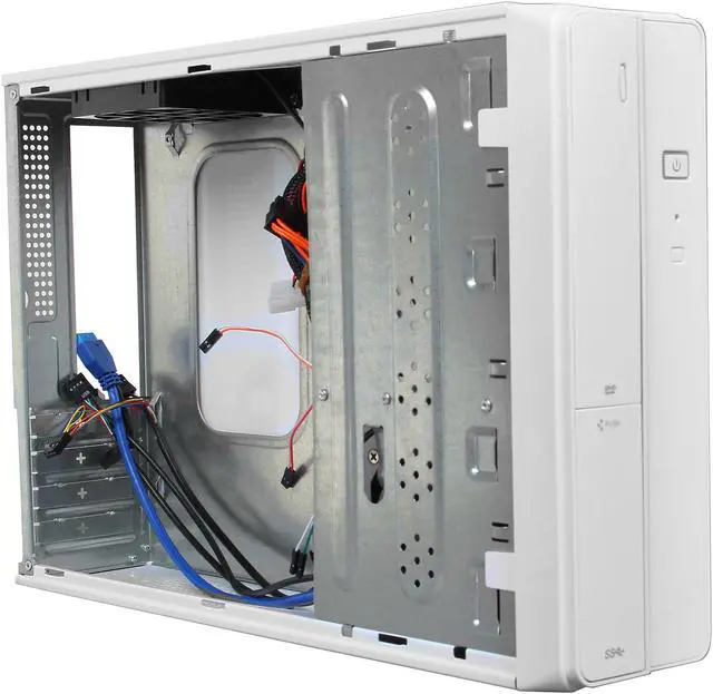Alt view image 7 of 10 - XION XON-720P mATX/ ITX Slim Desktop Case, USB 3.0, 5 in 1 Card-reader, 300W PSU, White_