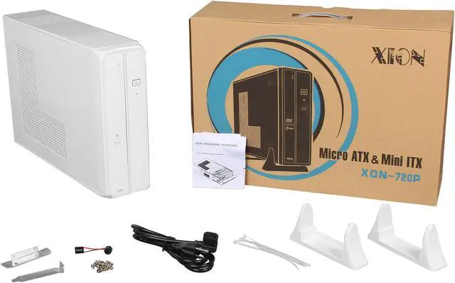 Alt view image 10 of 10 - XION XON-720P mATX/ ITX Slim Desktop Case, USB 3.0, 5 in 1 Card-reader, 300W PSU, White_