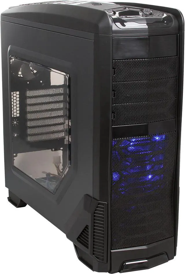 Alt view image 2 of 12 - XION XION Gaming Series XON-985-BK Black with BLUE LED Light Steel/ Plastic, Meshed Front Panel design. ATX Mid Tower Computer Case