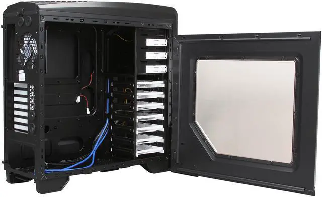 Alt view image 6 of 12 - XION XION Gaming Series XON-985-BK Black with BLUE LED Light Steel/ Plastic, Meshed Front Panel design. ATX Mid Tower Computer Case