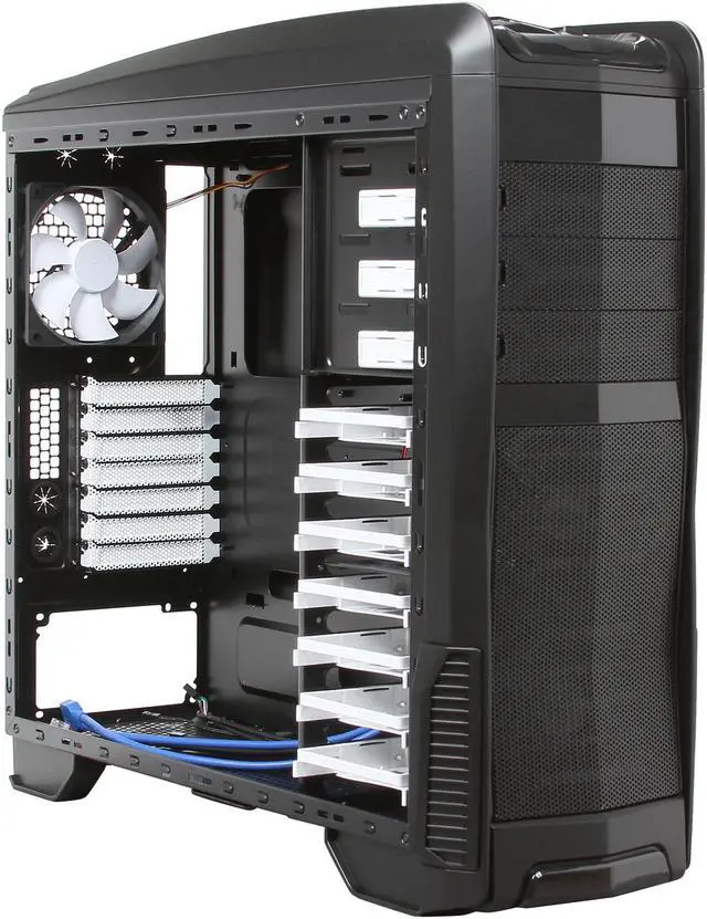 Alt view image 8 of 12 - XION XION Gaming Series XON-985-BK Black with BLUE LED Light Steel/ Plastic, Meshed Front Panel design. ATX Mid Tower Computer Case