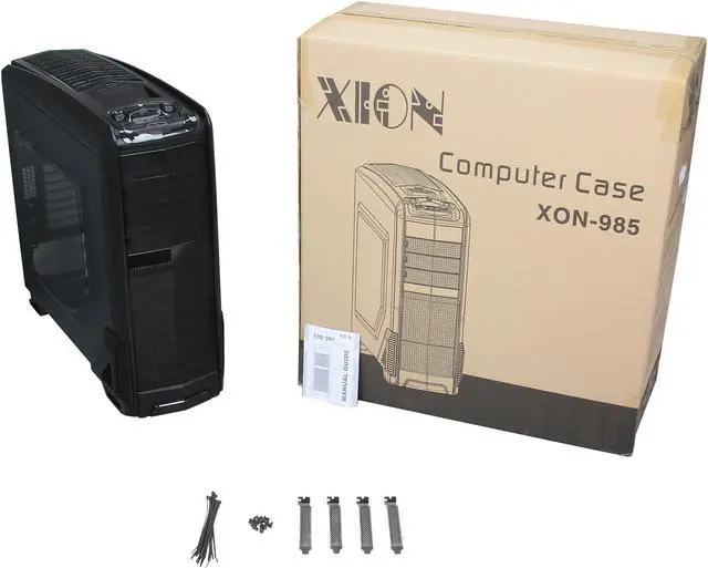 Alt view image 12 of 12 - XION XION Gaming Series XON-985-BK Black with BLUE LED Light Steel/ Plastic, Meshed Front Panel design. ATX Mid Tower Computer Case