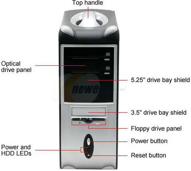 Alt view image 3 of 16 - ATRIX CSCI-L8005-C43 Black/Silver Steel ATX Mid Tower Computer Case 400W Power Supply