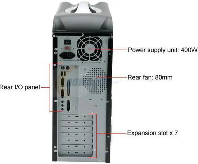 Alt view image 8 of 16 - ATRIX CSCI-L8005-C43 Black/Silver Steel ATX Mid Tower Computer Case 400W Power Supply