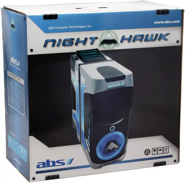 Alt view image 12 of 12 - ABS Nighthawk Silver/ Black Aluminum ATX Mid Tower Computer Case