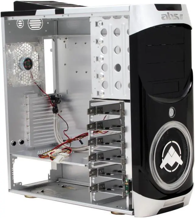 Alt view image 10 of 12 - ABS Nighthawk Silver/ Black Aluminum ATX Mid Tower Computer Case