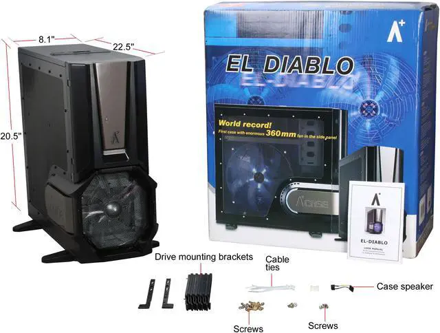 Alt view image 11 of 11 - ABS Aplus ABS-CS-EL Diablo Black 0.8mm SECC ATX Full Tower Computer Case