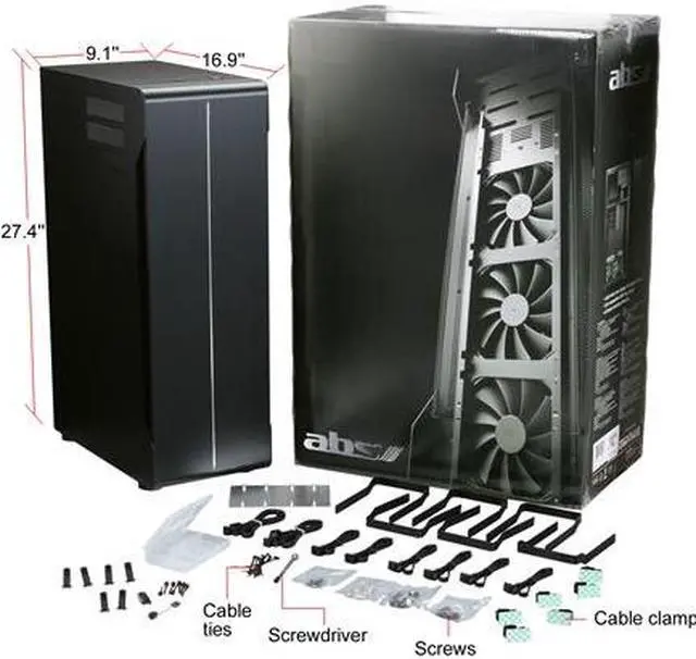 Alt view image 10 of 10 - ABS Canyon 695 4 x140mm Fan Multiple Heat Zones Aluminum Super Full Tower Computer Case