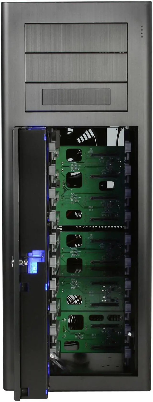 Alt view image 4 of 11 - ABS TIGAS Full Black Anodized Aluminum Super Full Tower Computer Case, Front Access 10x Hot-Swappable SATA/SAS HDD with independent Power Switch