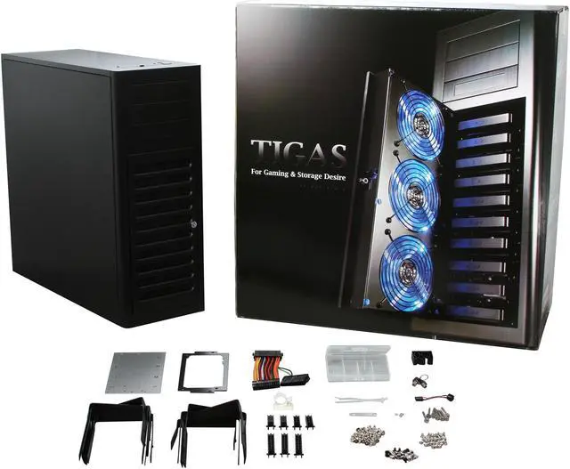 Alt view image 11 of 11 - ABS TIGAS Full Black Anodized Aluminum Super Full Tower Computer Case, Front Access 10x Hot-Swappable SATA/SAS HDD with independent Power Switch