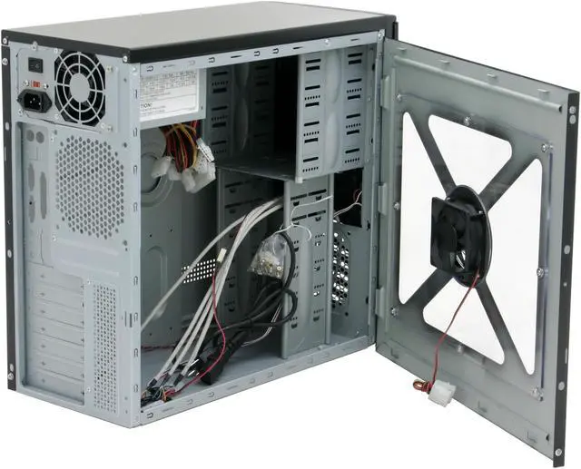 Alt view image 7 of 13 - JPAC X BK Black Steel ATX Mid Tower Computer Case 500W Power Supply