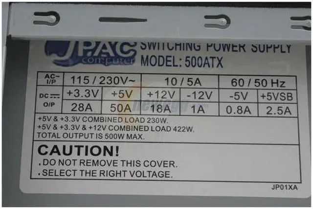 Alt view image 10 of 13 - JPAC X BK Black Steel ATX Mid Tower Computer Case 500W Power Supply