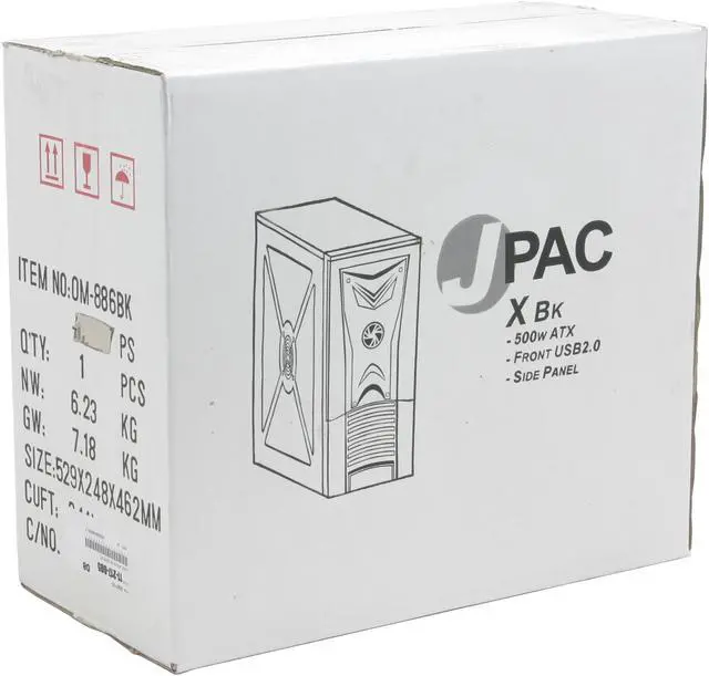 Alt view image 13 of 13 - JPAC X BK Black Steel ATX Mid Tower Computer Case 500W Power Supply