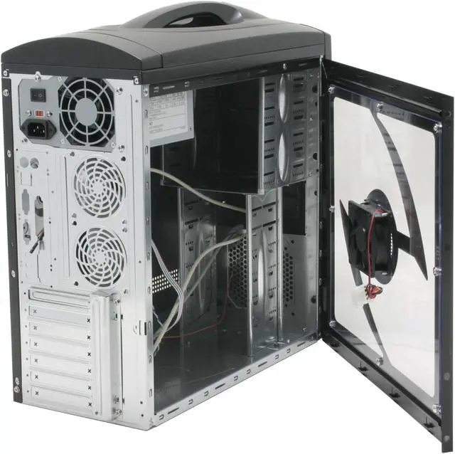 Alt view image 9 of 17 - JPAC 416 Black Steel ATX Mid Tower Computer Case 500W Power Supply
